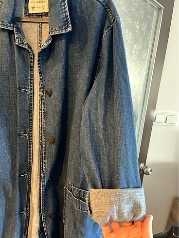 m Beden Uzun denim ceket