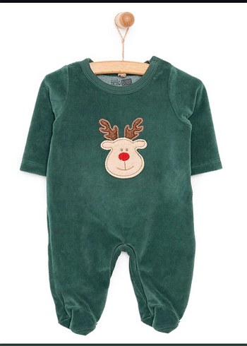 Unisex Geyikli Bebek Nakışlı Tulum