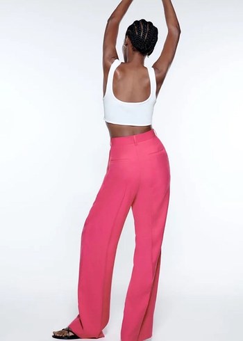 Zara Pembe palazzo Kadın Kumaş Pantolon