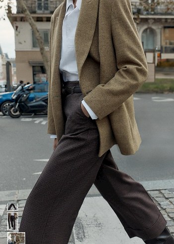 Kazayağı Rengi Kadın Midi dokulu pantolon - Görsel 3