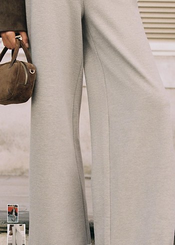 Bej gabardin dokulu Kadın Kumaş Pantolon - Görsel 2