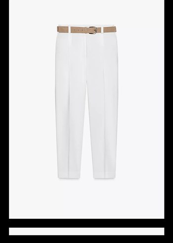 Kadın Camel Kemerli Kumaş Pantolon - Görsel 4