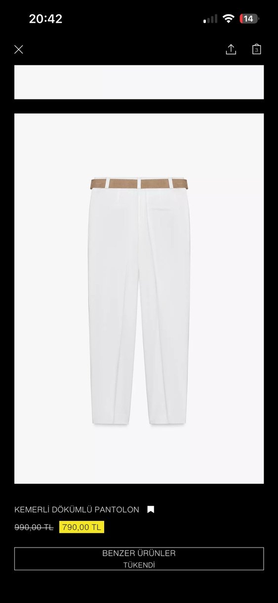 Kadın Camel Kemerli Kumaş Pantolon - Görsel 5