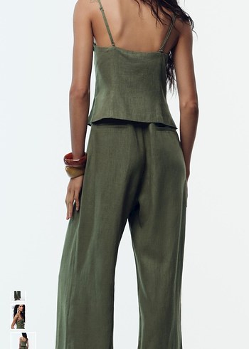 Kadın Keten Kumaşlı Askılı Tulum - Görsel 2