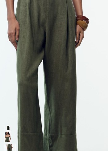 Kadın Keten Kumaşlı Askılı Tulum - Görsel 4