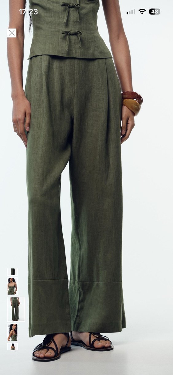 Kadın Keten Kumaşlı Askılı Tulum - Görsel 4