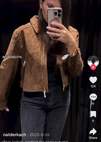 Kahverengi Süet gerçek deri Kadın Ceket - Görsel 8