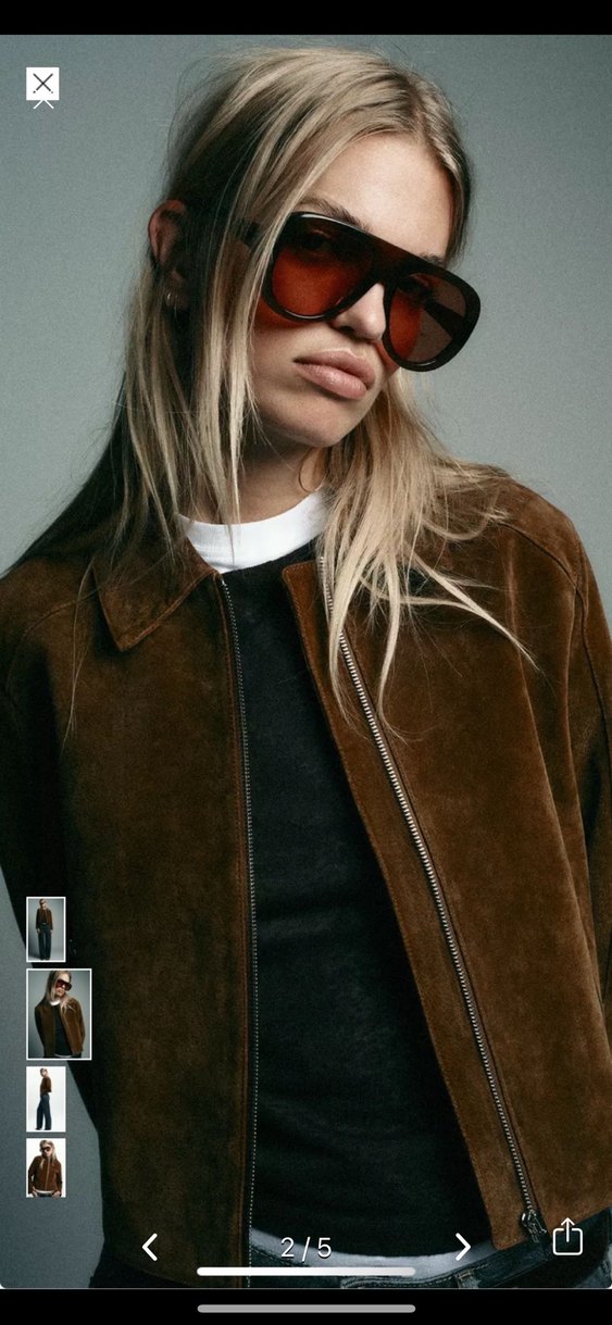 Kahverengi Süet gerçek deri Kadın Ceket - Görsel 2