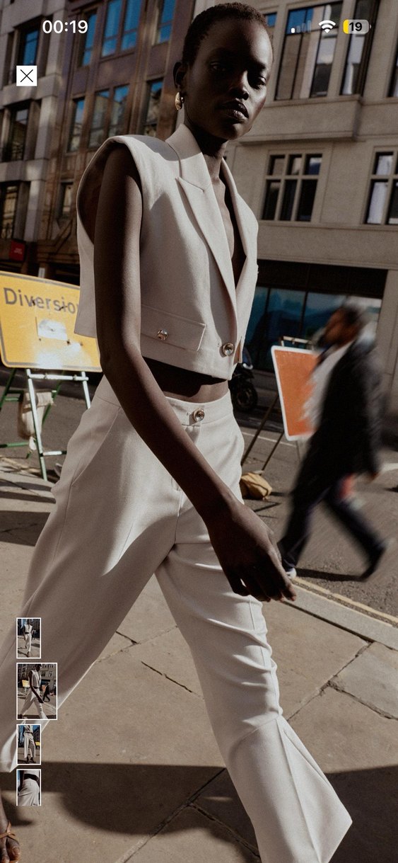 Bej Kemerli Kadın Kumaş Pantolon - Görsel 5