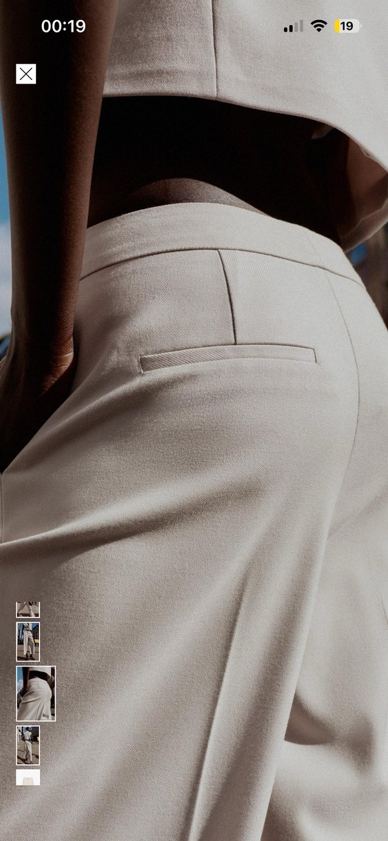 Bej Kemerli Kadın Kumaş Pantolon - Görsel 4