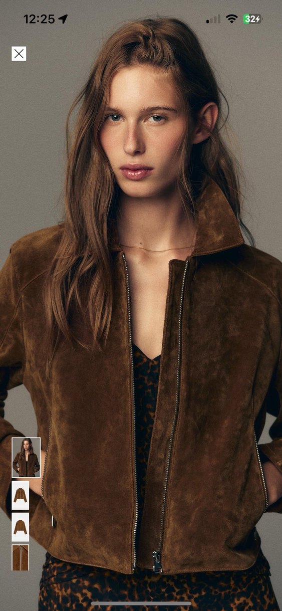 Kahverengi Süet Fermuarlı Kadın Ceket - Görsel 3