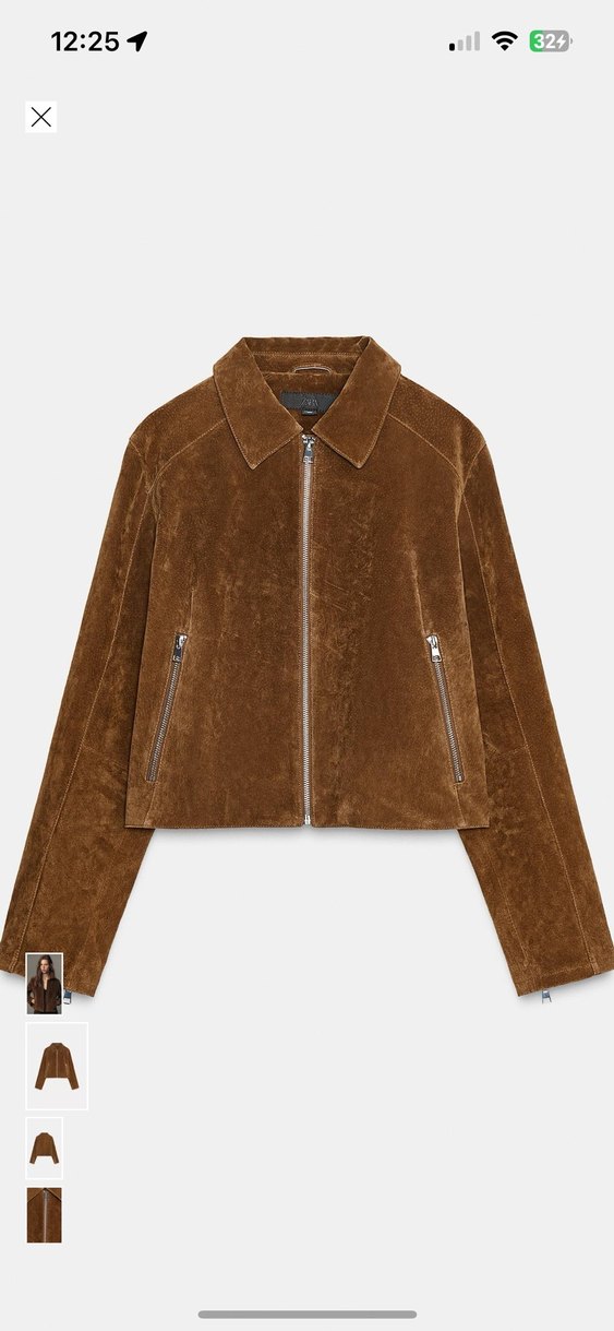 Kahverengi Süet Fermuarlı Kadın Ceket - Görsel 2