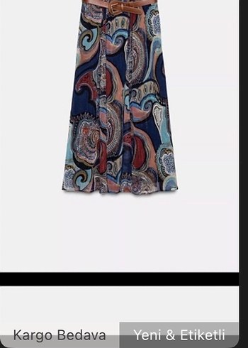 Desenli kemerli Bohem Kadın Uzun Etek - Görsel 6