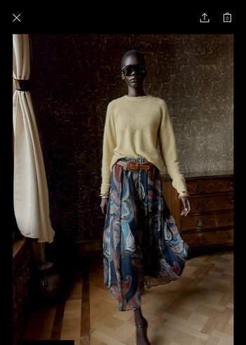 Desenli kemerli Bohem Kadın Uzun Etek - Görsel 8