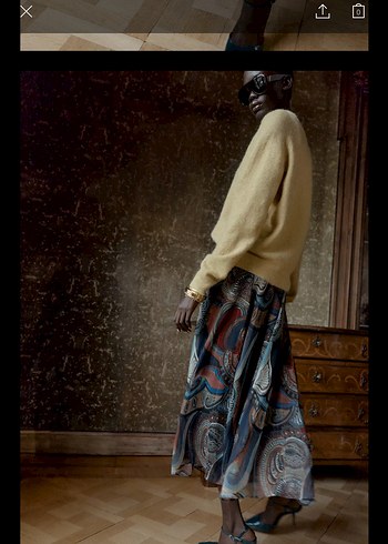 Desenli kemerli Bohem Kadın Uzun Etek - Görsel 10