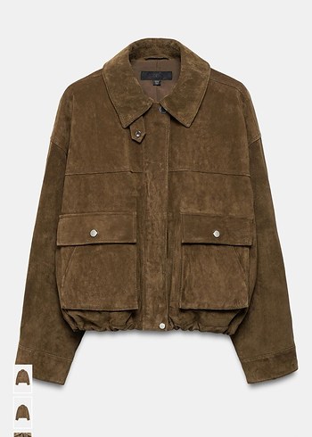 Viral  Kahverengi haki Süet Kadın Ceket - Görsel 3