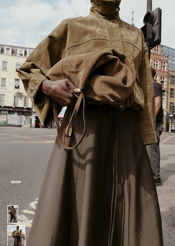 Viral  Kahverengi haki Süet Kadın Ceket - Görsel 10