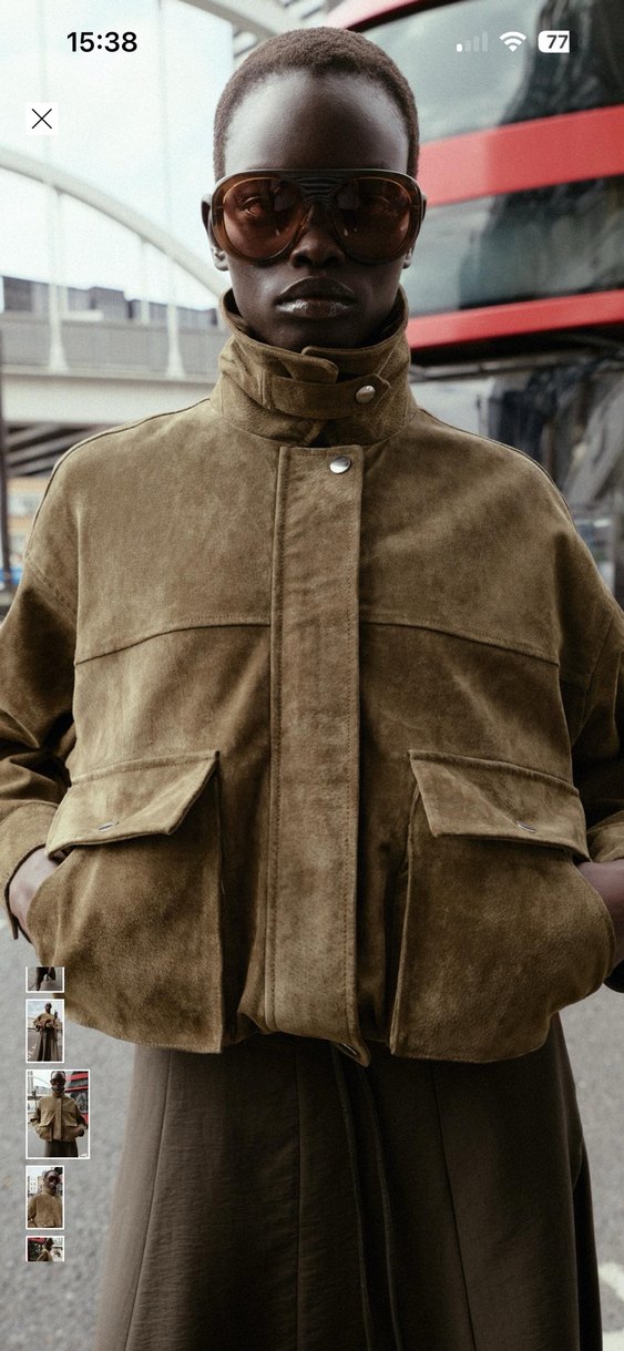 Viral  Kahverengi haki Süet Kadın Ceket - Görsel 5