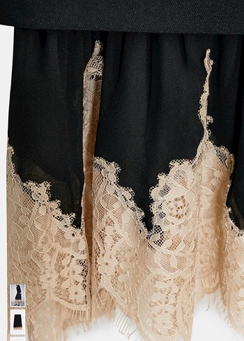 Dantel Detaylı Siyah Uzun Etek - Görsel 18