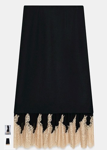 Dantel Detaylı Siyah Uzun Etek - Görsel 17
