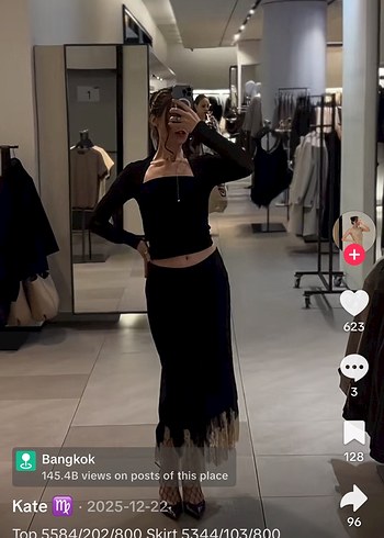 Dantel Detaylı Siyah Uzun Etek - Görsel 4