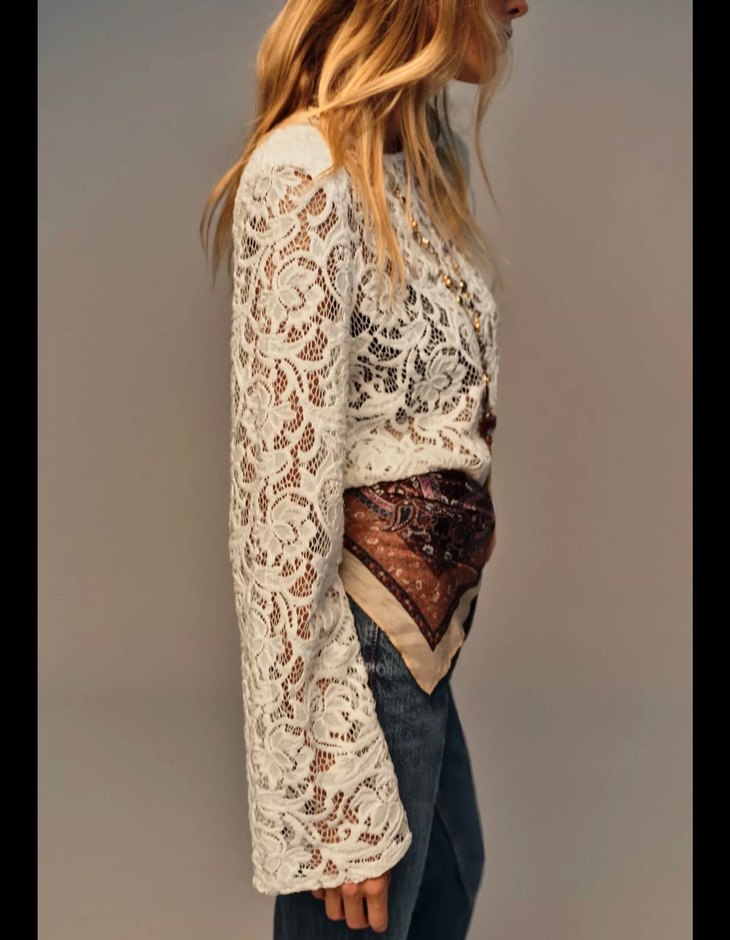 Dantel Detaylı Bohem Kadın Bluz - Görsel 2