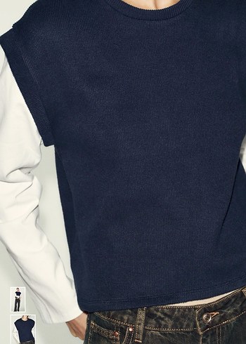 Kadın Lacivert Salaş Triko Süveter - Görsel 8