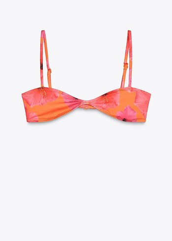 Zara Renkli Bağlama Desenli Mini Bikini Üstü