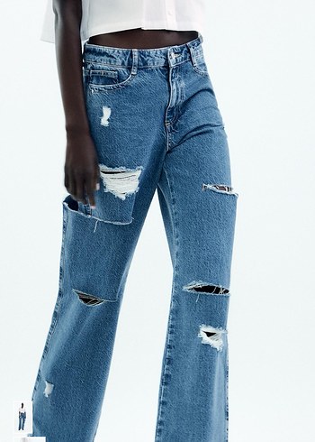 Zara Rahat Kesim Yırtık Kadın Kot Pantolon