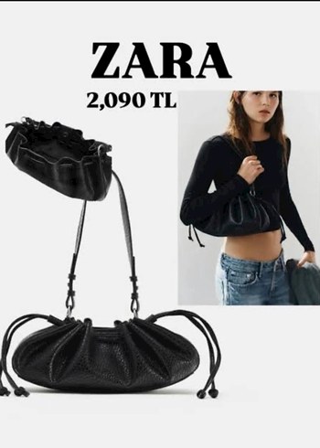 Zara Siyah Dokulu Mini Omuz Cantasi