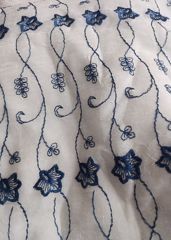 Mavi Nakışlı çift kişilik yatak örtüsü - Görsel 2