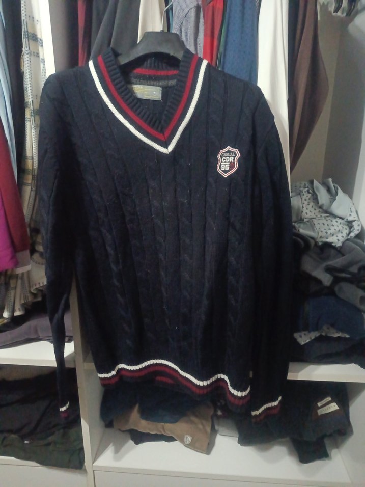 Siyah V Yaka Örgü Erkek Kazak - Görsel 2