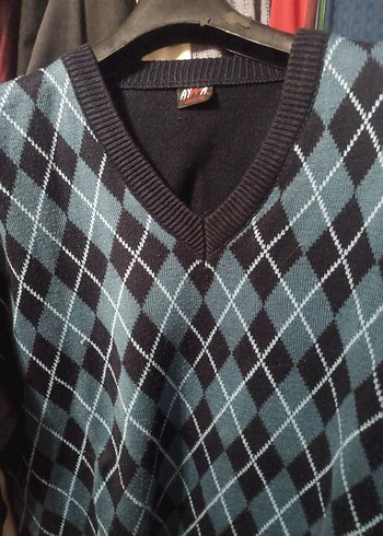 Erkek Mavi V Yaka Uzun Kollu Triko Kazak - Görsel 3