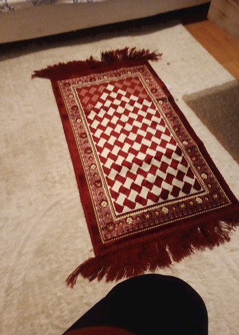 Bordo Kareli Geleneksel çocuk seccadesı - Görsel 2