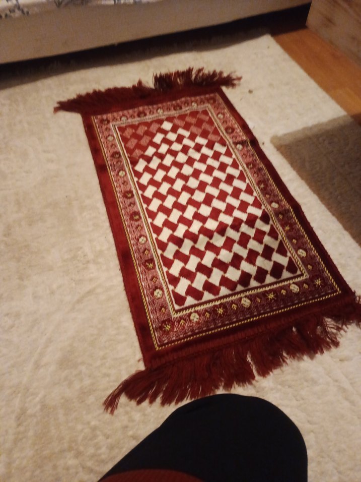 Bordo Kareli Geleneksel çocuk seccadesı - Görsel 2