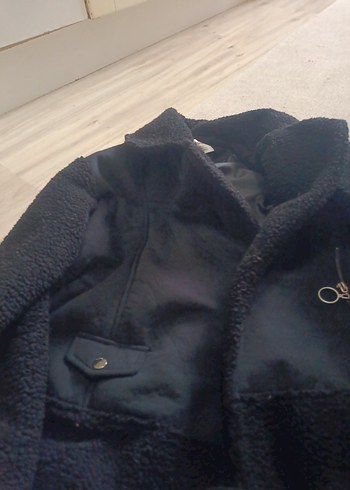 Siyah Uzun Kürklü Bol Kesim Kadın Kaban - Görsel 6