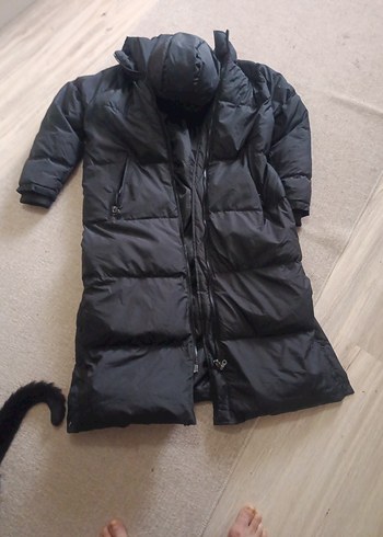 Kürklü Siyah Uzun Kadın Kışlık Mont - Görsel 2