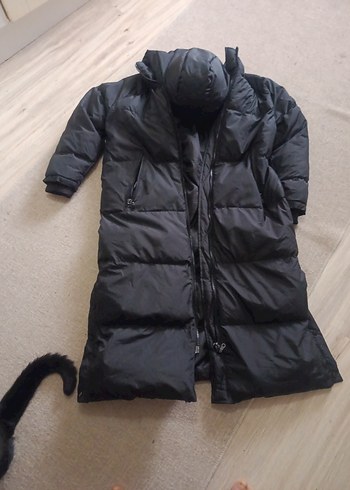 Kürklü Siyah Uzun Kadın Kışlık Mont - Görsel 3