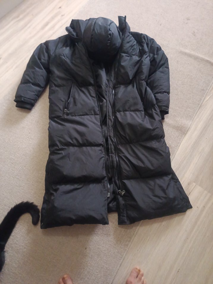 Kürklü Siyah Uzun Kadın Kışlık Mont - Görsel 2