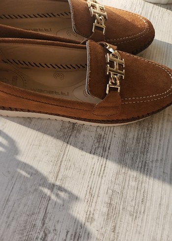 37 Beden Bej Süet Tokalı Kadın Loafer