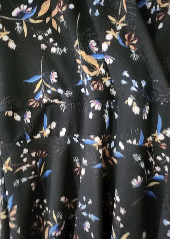 Siyah Desenli midi boy  V Yaka elbise - Görsel 7