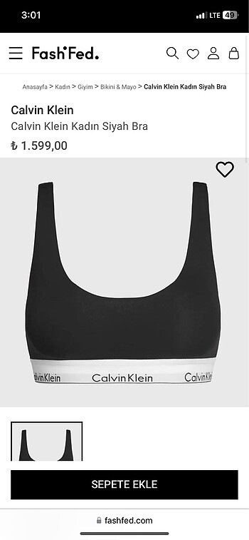 Calvin Klein Kadın Siyah Bra