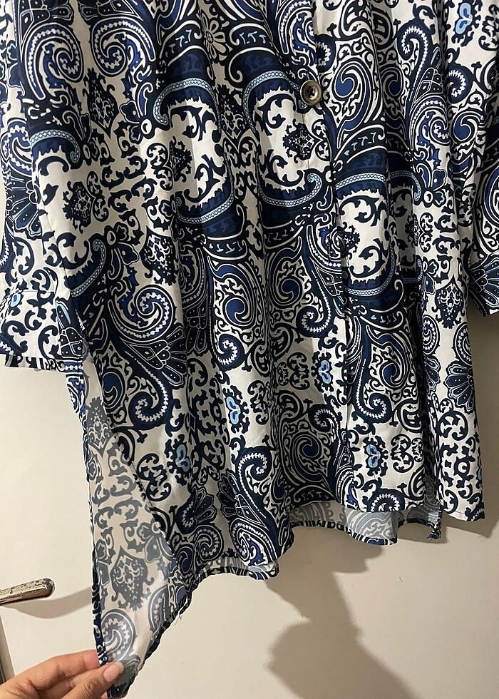 Mavi üfür üfür gömlek - Görsel 4