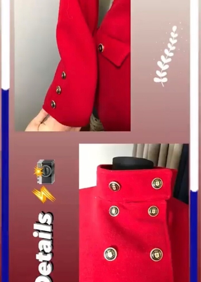 Kırmızı Kaşe Kaban - Görsel 3