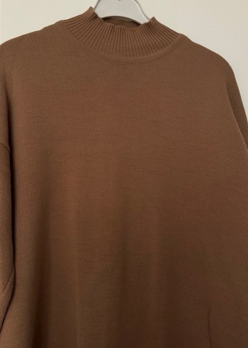 Düğmeli Kahverengi Kadın Kazak - Görsel 3