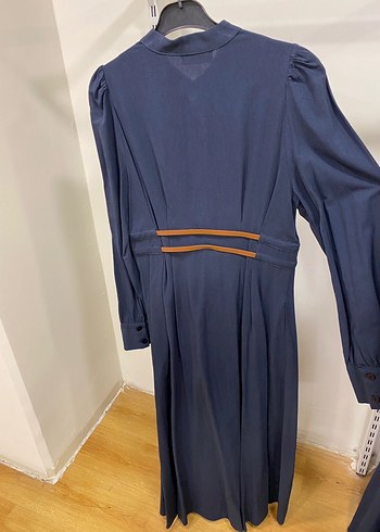 Moila Kemer Detaylı Lacivert Uzun Kadın Elbise - Görsel 3