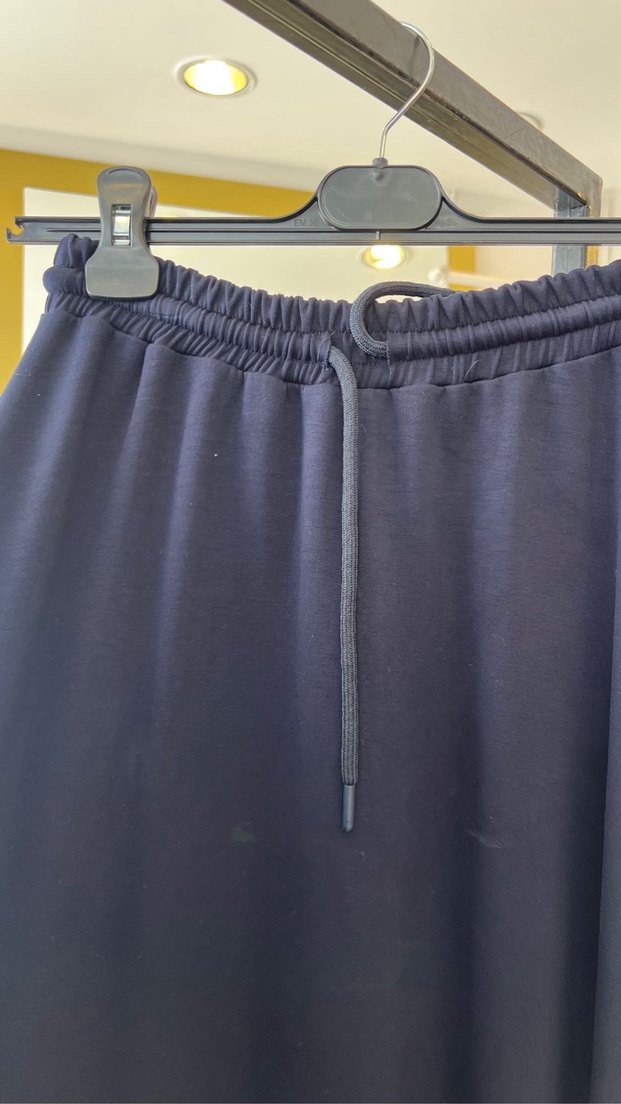 Moila kalın oysho kumaş Lacivert Kadın Uzun Salaş Etek - Görsel 2