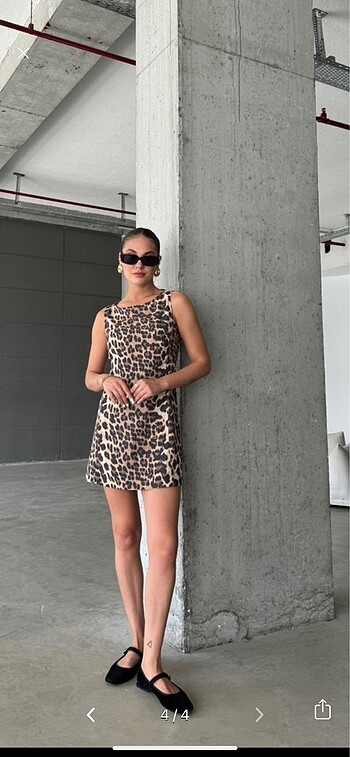 s Beden Leopar zara mini elbise