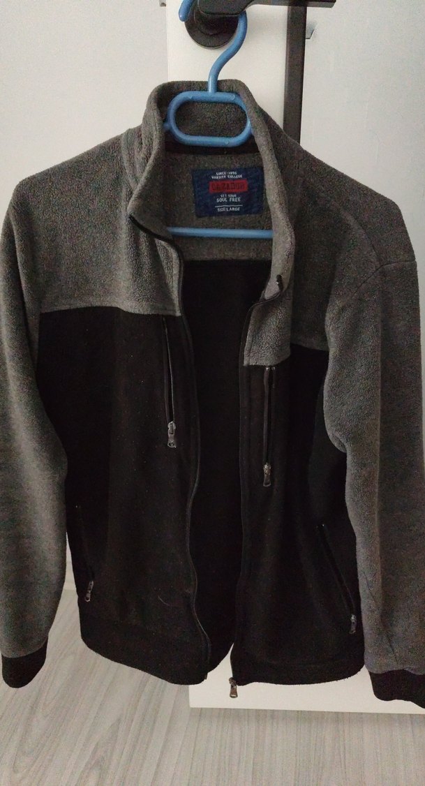 Gri Fermuarlı Erkek Polar Ceket - Görsel 4