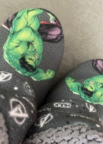 Gri Hulk Desenli Erkek Çocuk Sıcak Terlik - Görsel 3